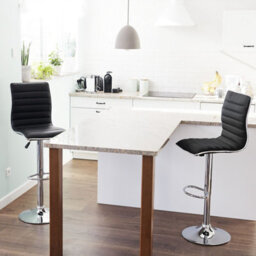 Wyld And Coco Nova Set Of 2 Counter-Height Bar Chairs Black Faux Leather Silver Frame Swivel - thumbnail 2