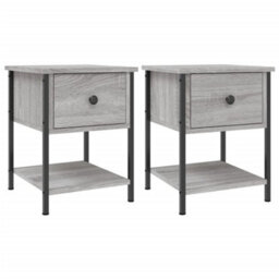 Berkfield Bedside Tables 2 Pcs Grey Sonoma 34X35.5X45 Cm Engineered Wood - thumbnail 2