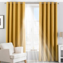 Riva Home Thermal Blackout Eyelet Curtain Pair Ochre (W)168Cm X (D)183Cm