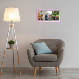 AK Frames 16X8 Pastel Pink Sleek Multi Photo Frame With Silver Mount - Holds 3 Apertures (3X) 7X5 Photos - thumbnail 3