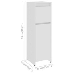 Berkfield Sturdy Bathroom Cabinet White 30X30X95 Cm Engineered Wood - thumbnail 9