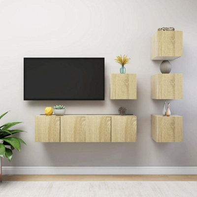 Berkfield 6 Piece Tv Cabinet Set Sonoma Oak Engineered Wood - image 1