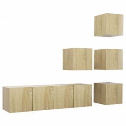 Berkfield 6 Piece Tv Cabinet Set Sonoma Oak Engineered Wood - thumbnail 2