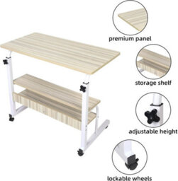 Hygrad Built to Survive Adjustable Portable Rolling Bedside Work Breakfast Laptop Tray Table Desk Station Overbed/chair Table Sofa Side Notebook Pc Stand - thumbnail 6