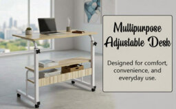 Hygrad Built to Survive Adjustable Portable Rolling Bedside Work Breakfast Laptop Tray Table Desk Station Overbed/chair Table Sofa Side Notebook Pc Stand - thumbnail 7