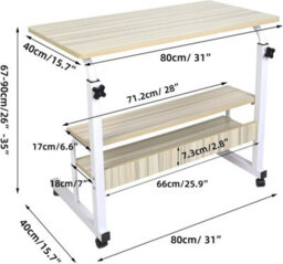 Hygrad Built to Survive Adjustable Portable Rolling Bedside Work Breakfast Laptop Tray Table Desk Station Overbed/chair Table Sofa Side Notebook Pc Stand - thumbnail 3