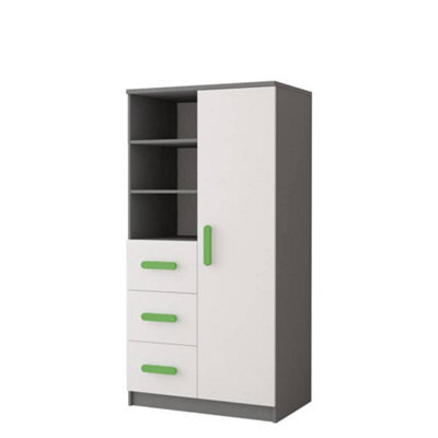Arte Dynamic Grey And White Sideboard H1600mm W800mm D400mm - Lime Handles For Vibrant Interiors - image 1
