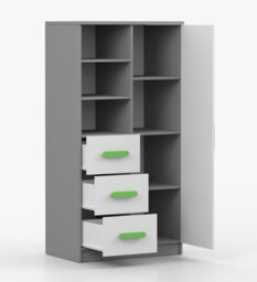 Arte Dynamic Grey And White Sideboard H1600mm W800mm D400mm - Lime Handles For Vibrant Interiors - thumbnail 3