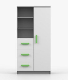 Arte Dynamic Grey And White Sideboard H1600mm W800mm D400mm - Lime Handles For Vibrant Interiors - thumbnail 2