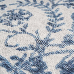 Loomed Blue White Floral Bordered Washable Non Slip Rug 200X290Cm - thumbnail 6