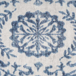Loomed Blue White Floral Bordered Washable Non Slip Rug 200X290Cm - thumbnail 5