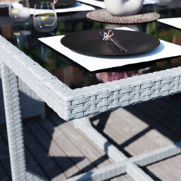 Lassic Vida Designs 8 Seater Rattan Garden Bistro Set With Outdoor Table And Chairs, Stool, Grey - thumbnail 8