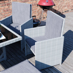 Lassic Vida Designs 8 Seater Rattan Garden Bistro Set With Outdoor Table And Chairs, Stool, Grey - thumbnail 6