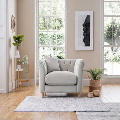 Sofas Express Carlton Chalk Grey Velvet Armchair - image 1