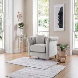 Sofas Express Carlton Chalk Grey Velvet Armchair - thumbnail 2