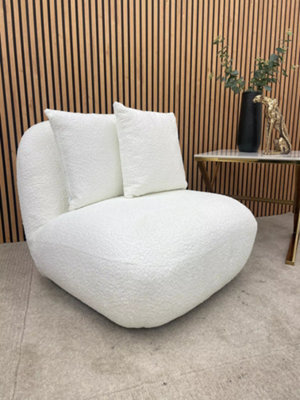 Stratus Interiors Miami Boucle Swivel Accent Chair - White
