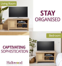 Hallowood Furniture Newquay Oak Effect Small Tv Stand With Real Rattan Front - thumbnail 6