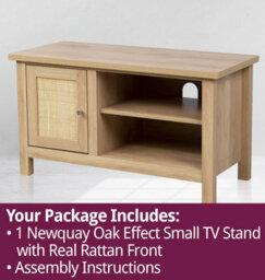 Hallowood Furniture Newquay Oak Effect Small Tv Stand With Real Rattan Front - thumbnail 7