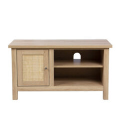 Hallowood Furniture Newquay Oak Effect Small Tv Stand With Real Rattan Front - thumbnail 8