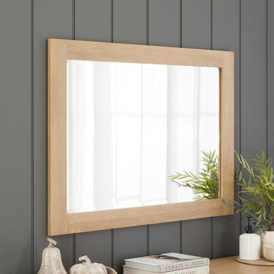 The Furniture Market Cheshire Whitewash Oak Large Wall Mirror Solid Oak Frame W 1080 X H780 X D 20mm - image 1