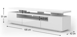 Arte Modern Eva Tv Cabinet In White With Led W1950mm X H510mm X D420mm - thumbnail 4