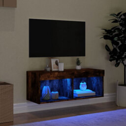 Berkfield Durable Tv Cabinet With Led Lights Smoked Oak 80X30X30 Cm - thumbnail 3