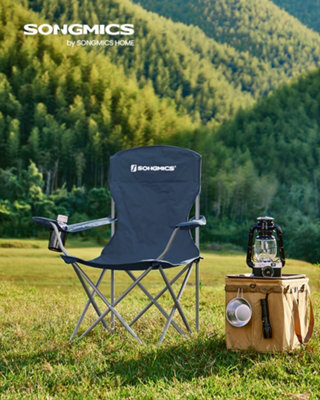 LEDREM Set Of 2 Folding Camping Chairs, Comfortable, Heavy Duty Structure, Outdoor Chair With Cup Holder,twilight Blue - image 1