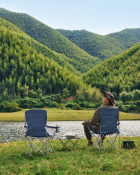 LEDREM Set Of 2 Folding Camping Chairs, Comfortable, Heavy Duty Structure, Outdoor Chair With Cup Holder,twilight Blue - thumbnail 8