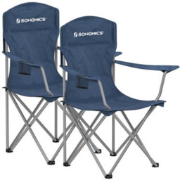 LEDREM Set Of 2 Folding Camping Chairs, Comfortable, Heavy Duty Structure, Outdoor Chair With Cup Holder,twilight Blue - thumbnail 2