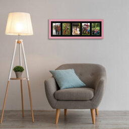 AK Frames 26X8 Pastel Pink Modern Multi Photo Frame With Black Mount - Holds 5 Apertures (5X) 6X4 Photos - thumbnail 3