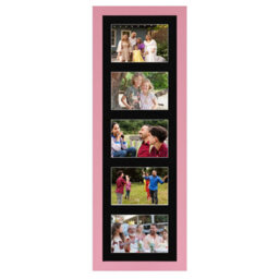 AK Frames 26X8 Pastel Pink Modern Multi Photo Frame With Black Mount - Holds 5 Apertures (5X) 6X4 Photos - thumbnail 1