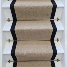 RainbowHome Angel Dark Beige Stair Runner With 100% Cotton Black Border 55 700 - thumbnail 1