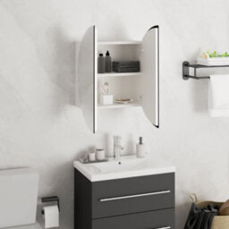 Berkfield Bathroom Cabinet With Round Mirror&led White 40X40X17.5 Cm - thumbnail 4