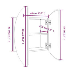 Berkfield Bathroom Cabinet With Round Mirror&led White 40X40X17.5 Cm - thumbnail 8