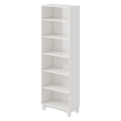 White 6-Tier Tall Wooden Bookcase Home Display Storage Shelving Unit - image 1