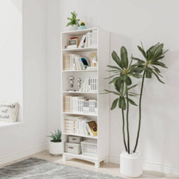 White 6-Tier Tall Wooden Bookcase Home Display Storage Shelving Unit - thumbnail 3