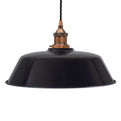 Navy Blue Chancery Painted Dome Pendant Light With Antique Copper Lamp Holder And Black Twisted Cable - Se Home - image 1