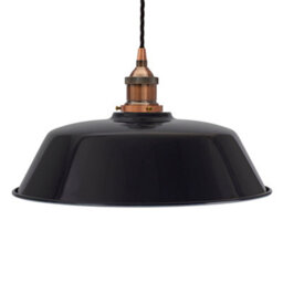 Navy Blue Chancery Painted Dome Pendant Light With Antique Copper Lamp Holder And Black Twisted Cable - Se Home - thumbnail 1