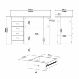 Furniture To Go Function Plus Desk White 4 Drawers  (W) 110 X (H) 76 X (D) 48.5Cm - thumbnail 9