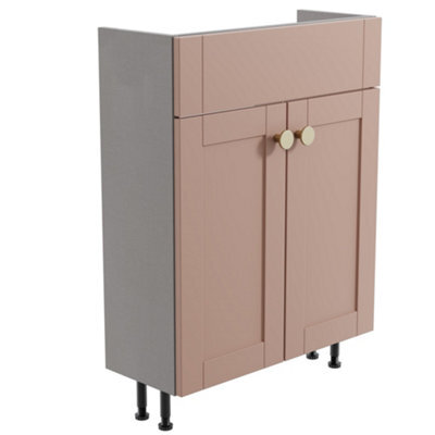 Ashford Slimline Matt Pink Double Freestanding Bathroom Vanity Unit (H) 820mm (W) 600mm - image 1