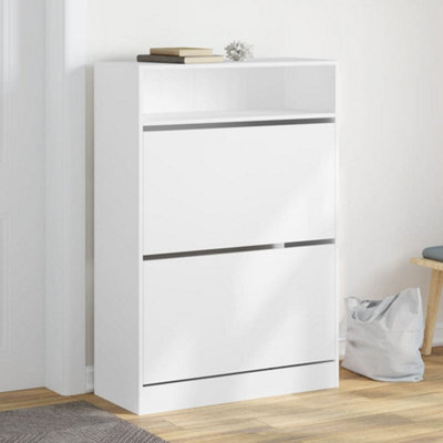 Berkfield Shoe Cabinet With 2 Flip-Drawers White 80X34X116 Cm - image 1