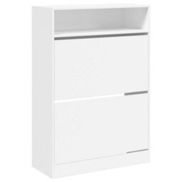 Berkfield Shoe Cabinet With 2 Flip-Drawers White 80X34X116 Cm - thumbnail 2