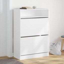 Berkfield Shoe Cabinet With 2 Flip-Drawers White 80X34X116 Cm - thumbnail 1