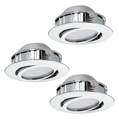 3-Pack Chrome Recessed Ceiling Downlight With Built-In Led - 6W Spotlight - image 1