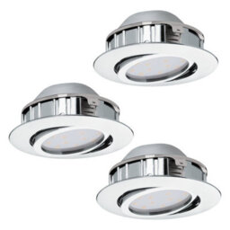 3-Pack Chrome Recessed Ceiling Downlight With Built-In Led - 6W Spotlight