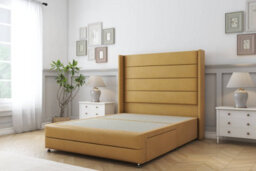 "Comfort Milano Mustard Plush Divan Bed Set No Drawers - 54"" Wingback & 12"" Footboard 3' Single" - thumbnail 3