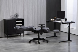 Home Treats Grey Suede Gaming Chair With Footrest Pillow Office Computer Chair With Added Lumbar Support - thumbnail 9