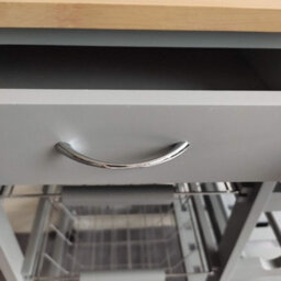 Hygrad Built to Survive Kitchen Trolley Mdf Top White Island Dining Cart Worktop Basket Storage Lockable Wheels Rolling Open Shelf With Drawers - thumbnail 6
