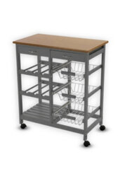 Hygrad Built to Survive Kitchen Trolley Mdf Top White Island Dining Cart Worktop Basket Storage Lockable Wheels Rolling Open Shelf With Drawers - thumbnail 9