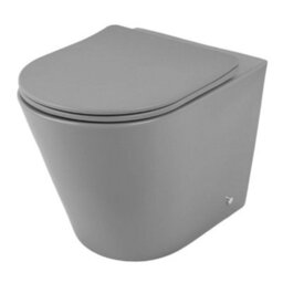 Homestylestore 600mm Black Grey Floorstanding Bathroom Wc Unit Led Lit Shelf Pebble Toilet And Chrome Flush Button - thumbnail 3